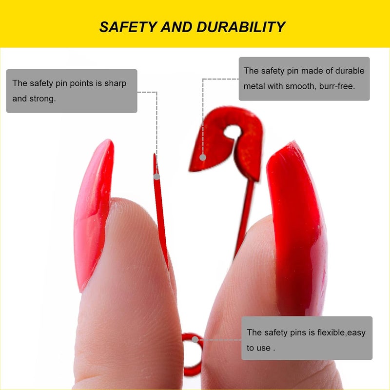 keepsweat Small Safety Pins,19mm Mini Safety Pins for Clothes,Red Safety Pin Rust Resistant Nickel Plated Steel Set for Crafting,Sewing,Rimming Fastening Clip Button for Garment Hang Tag 120pcs/box - Image 3